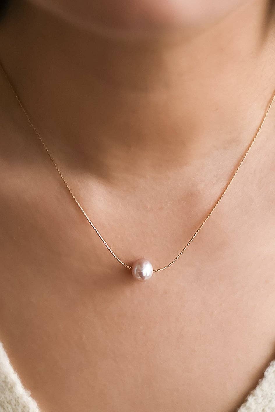 Pink Pearl 18K Gold Plated Waterproof Stainless Steel Freshwater Pearl Necklace