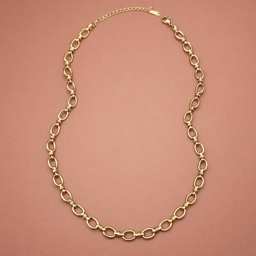 Chain Link 18K Gold Plated Waterproof Stainless Steel Chain Necklace