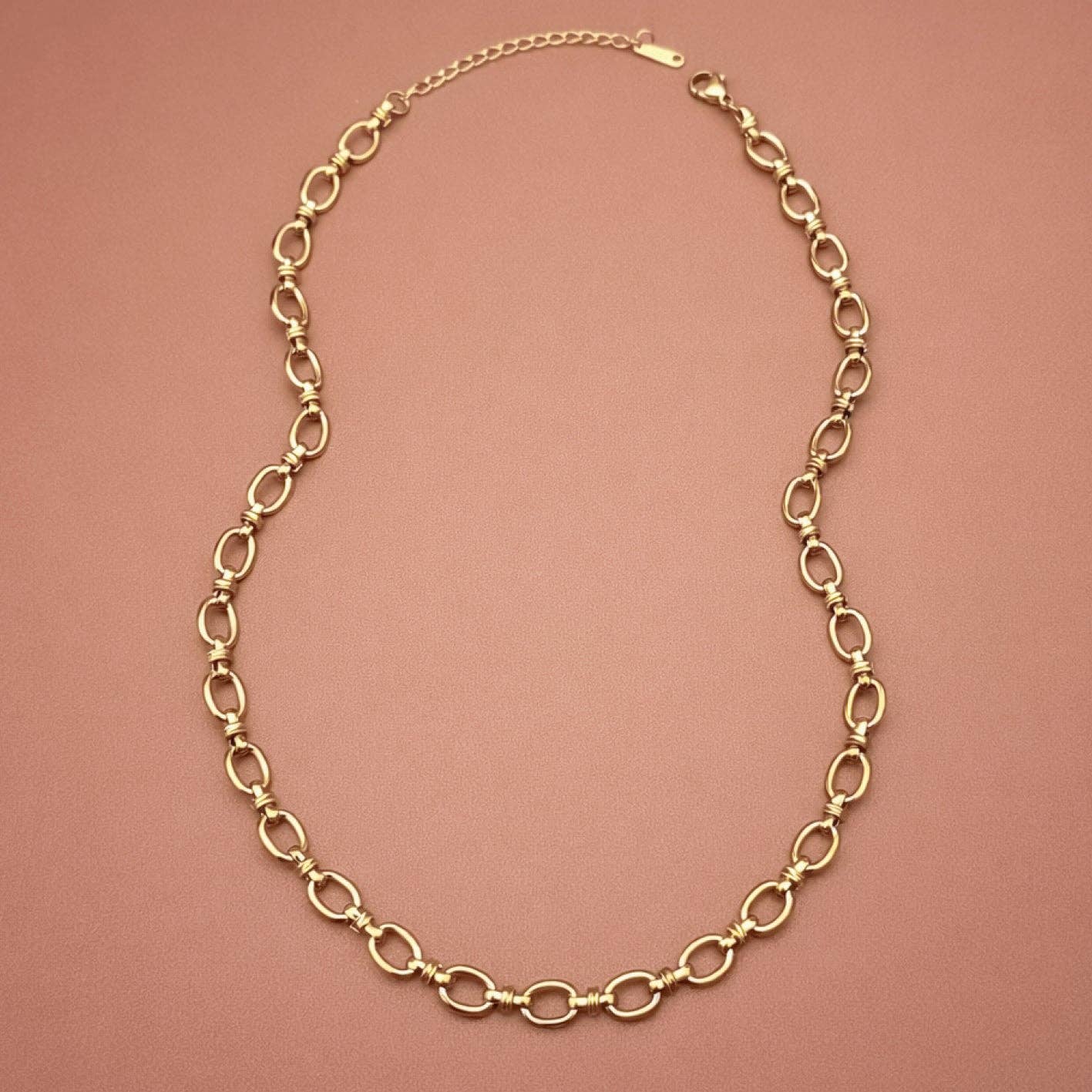 Chain Link 18K Gold Plated Waterproof Stainless Steel Chain Necklace