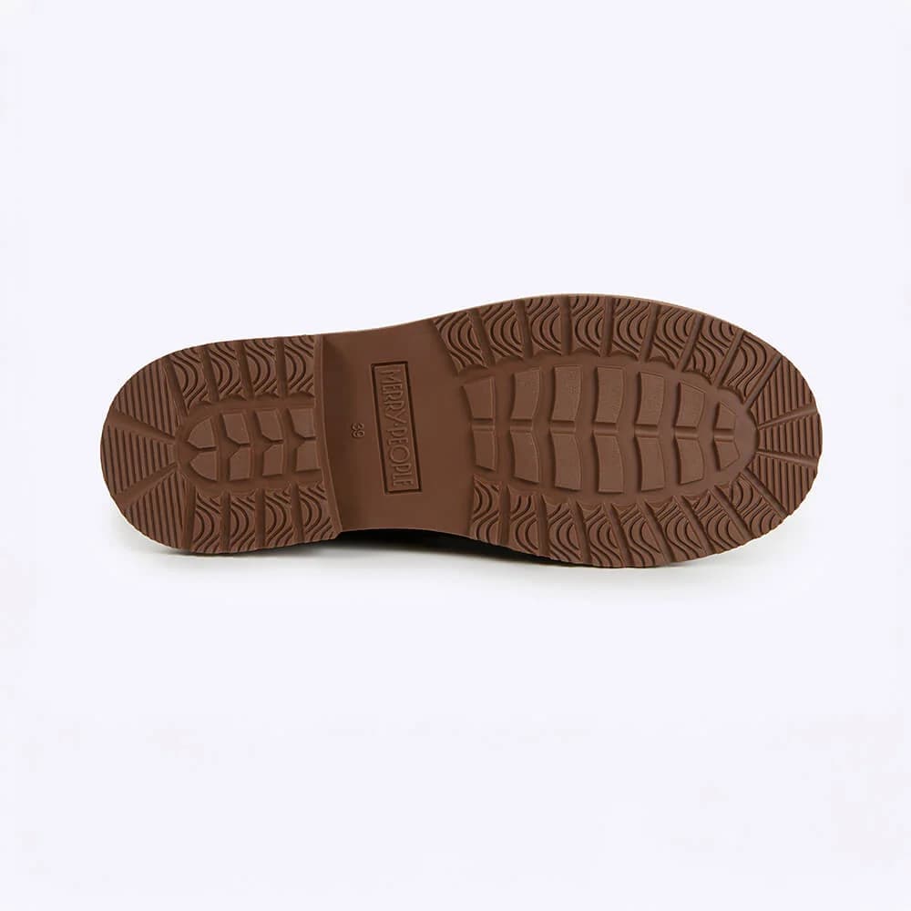 Brown shoe sole with tread pattern on a white background