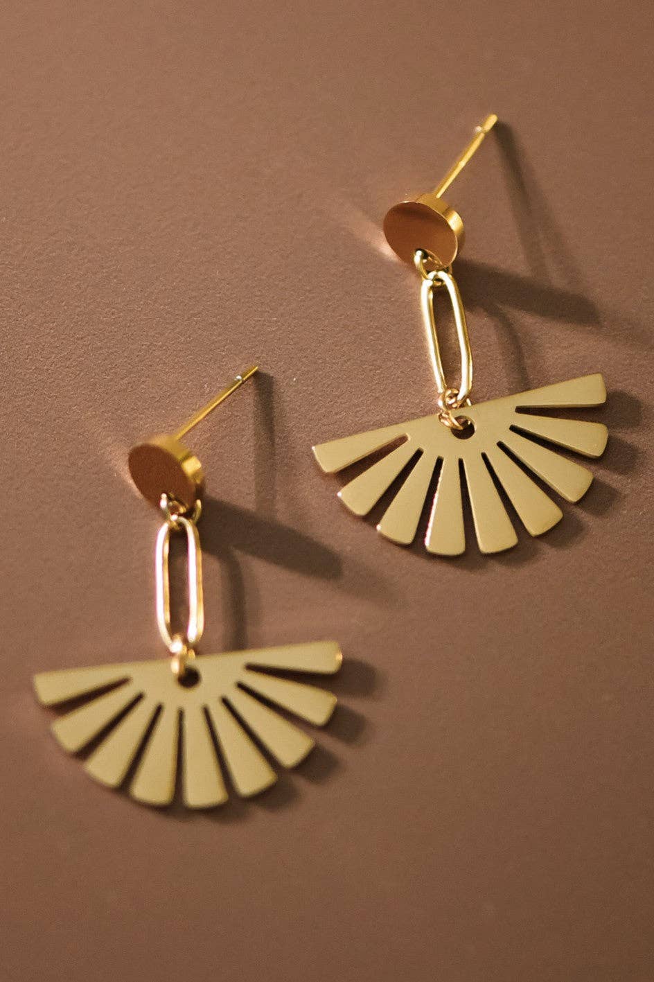 Fan Drop Earrings 18K Gold PVD Plated Waterproof Stainless Steel