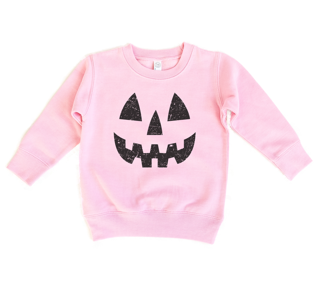 Pink Pumpkin Smiley Halloween Sweatshirt