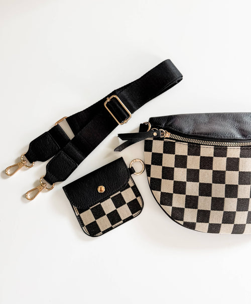 Black Checkered Crossbody Bag