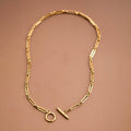 T-Bar Paperclip Chain 18K Gold PVD Plated Waterproof Stainless Steel Necklace