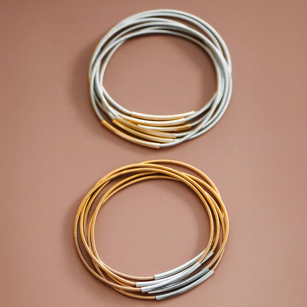 Stretchy Layered Guitar String Bracelet Set