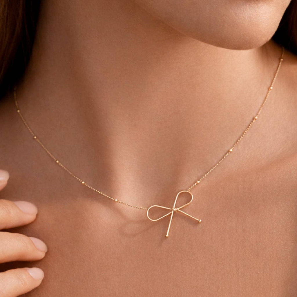 Dainty Bow 18K Gold Plated Waterproof Stainless Steel Necklace