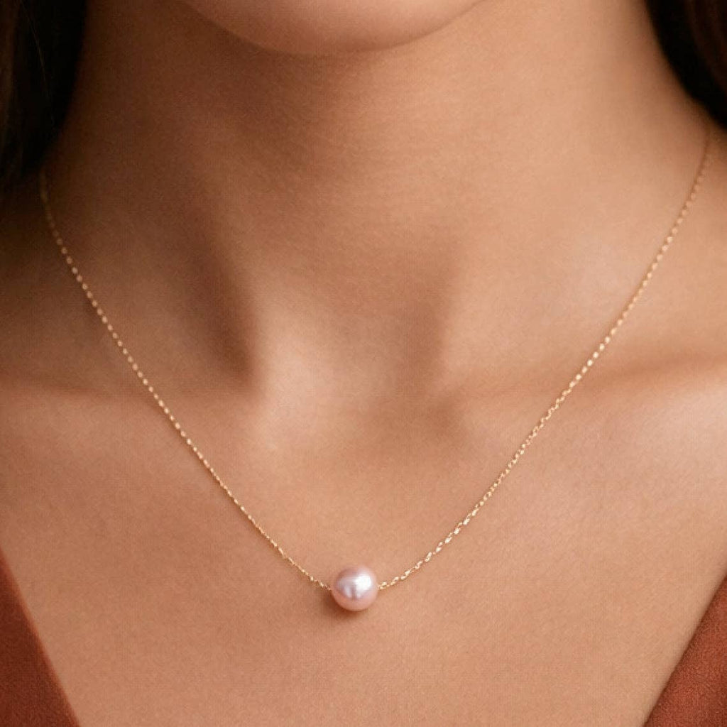 Pink Pearl 18K Gold Plated Waterproof Stainless Steel Freshwater Pearl Necklace