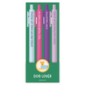 Set of pens with humorous text in a green packaging, featuring the brand 'pippi post'.
