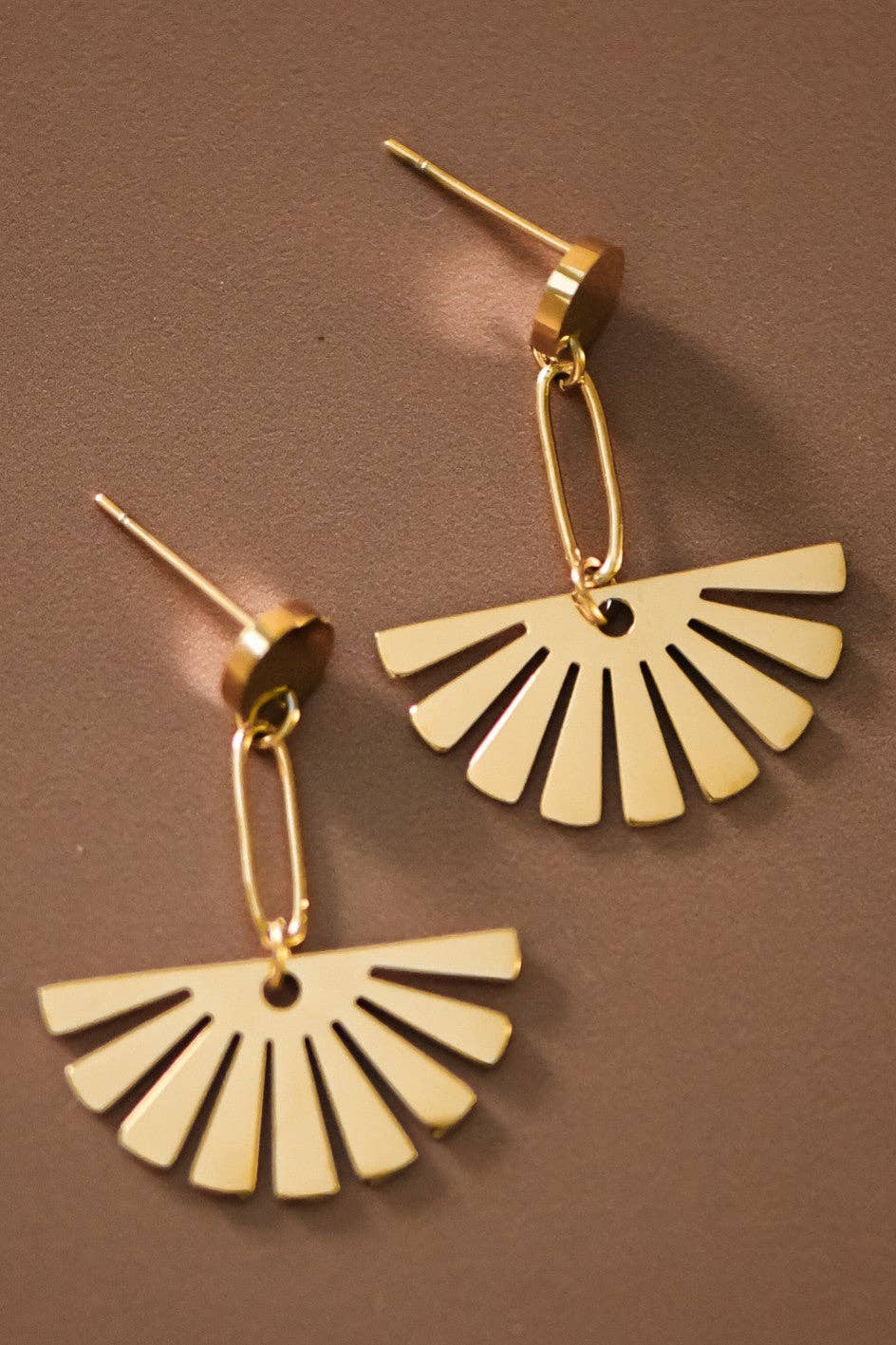 Fan Drop Earrings 18K Gold PVD Plated Waterproof Stainless Steel