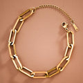 Paperclip Chain Link 18K Gold PVD Plated Waterproof Stainless Steel Chain Bracelet