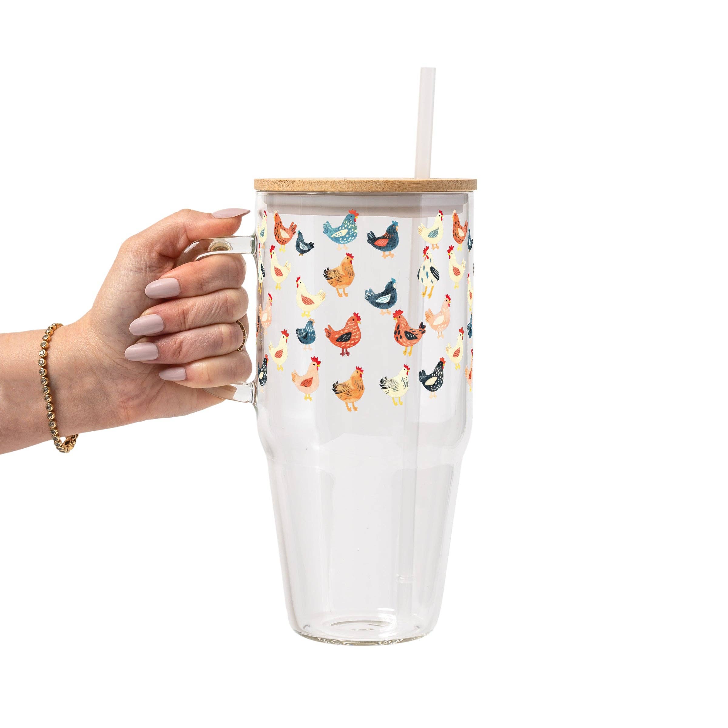 Chicken Mom 32oz Glass Tumbler