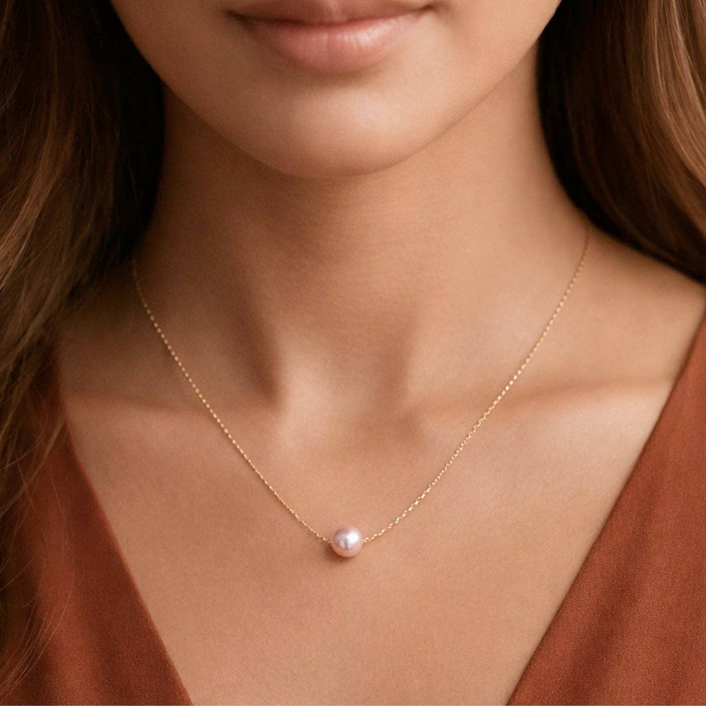 Pink Pearl 18K Gold Plated Waterproof Stainless Steel Freshwater Pearl Necklace