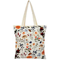Floral tote bag with colorful flowers and butterflies on a white background