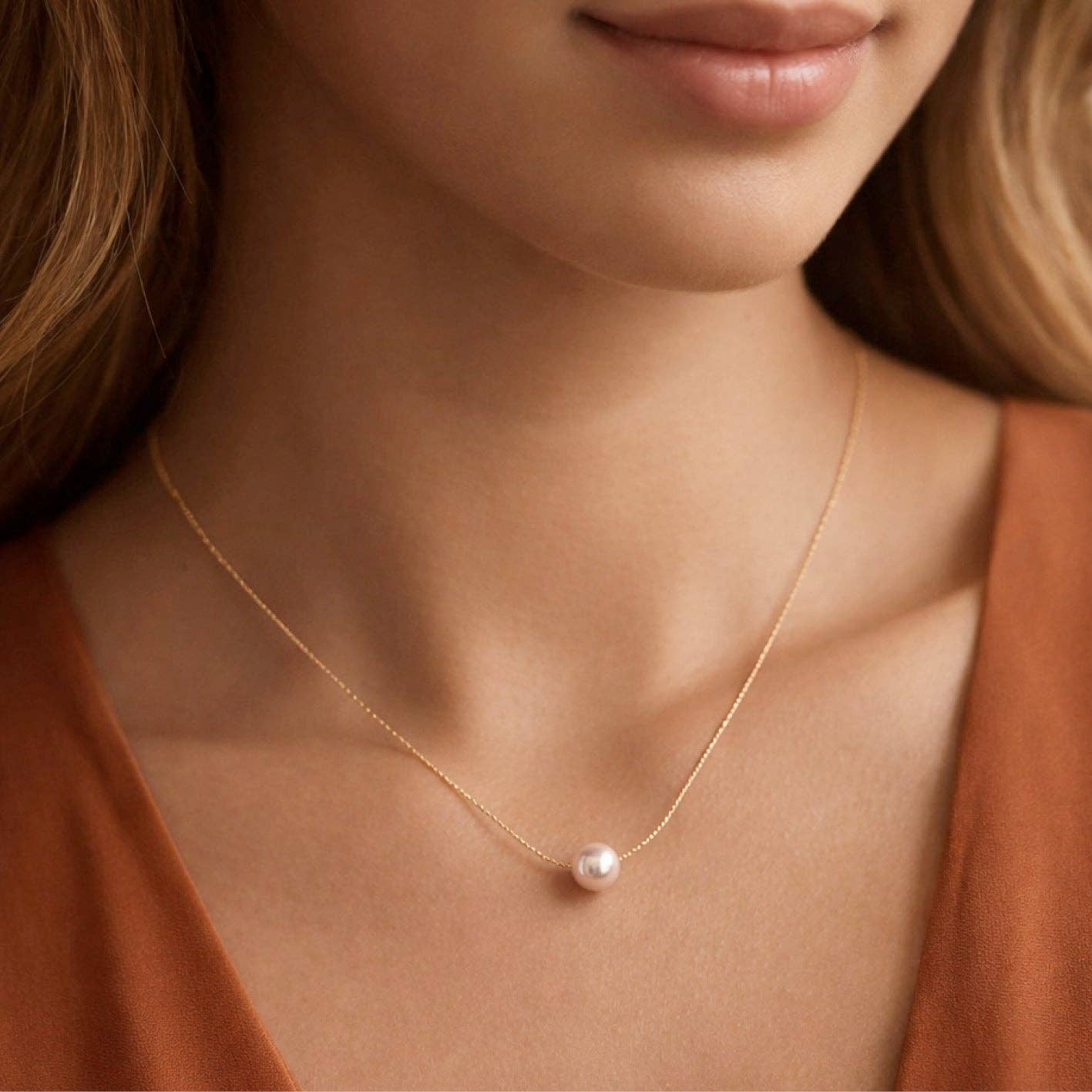 Pink Pearl 18K Gold Plated Waterproof Stainless Steel Freshwater Pearl Necklace