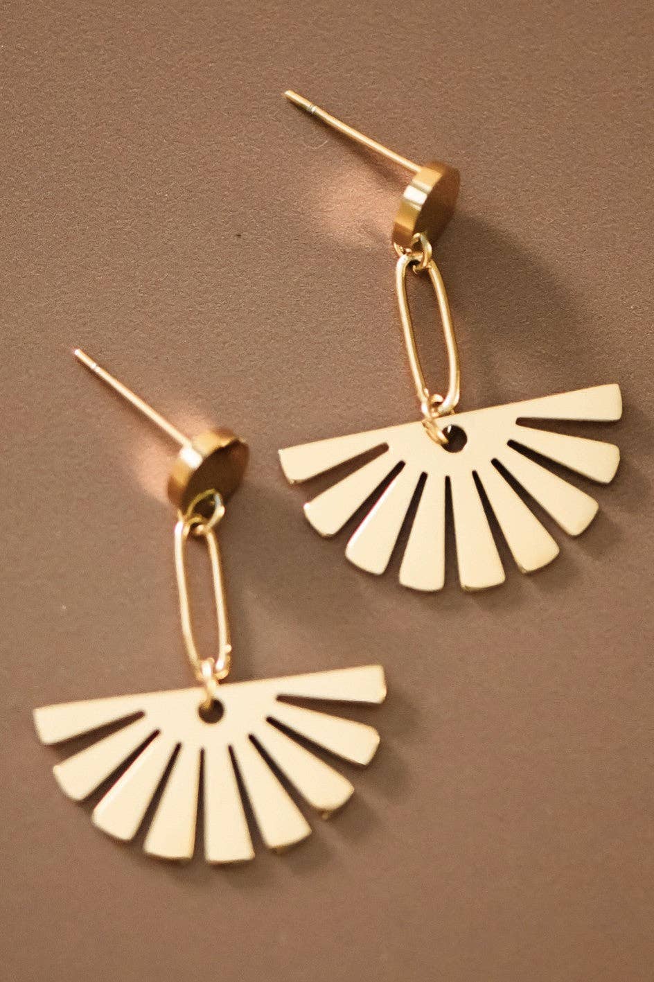 Fan Drop Earrings 18K Gold PVD Plated Waterproof Stainless Steel