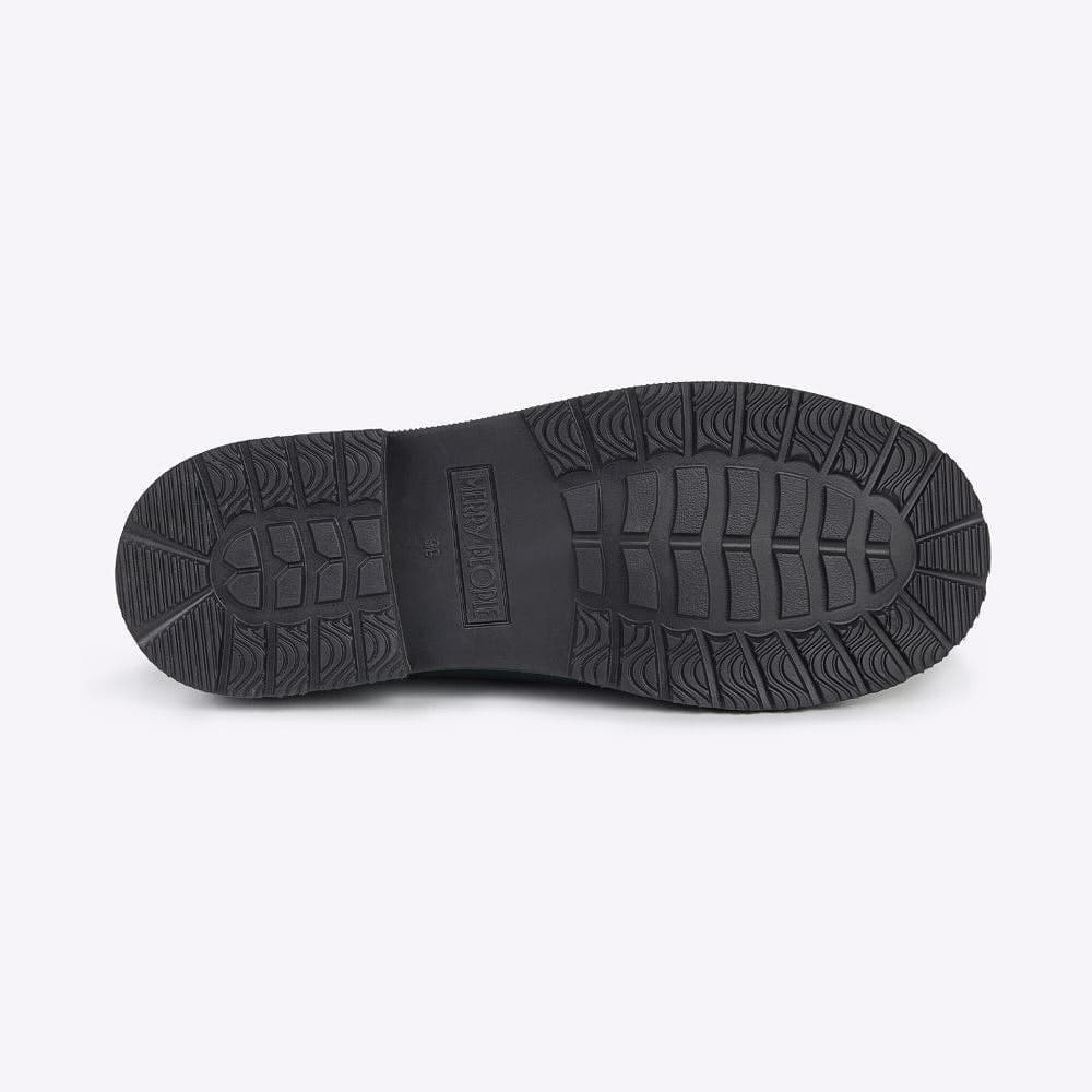 Close-up of a shoe sole with tread pattern on a white background