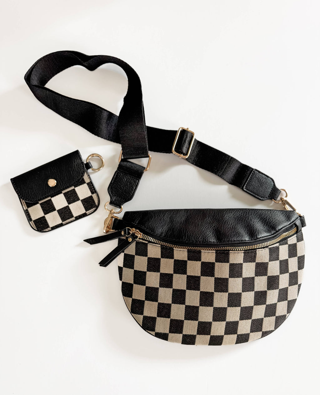 Black Checkered Crossbody Bag