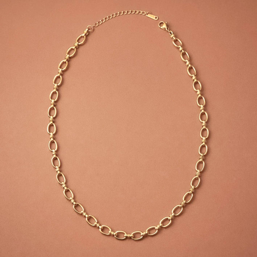 Chain Link 18K Gold Plated Waterproof Stainless Steel Chain Necklace