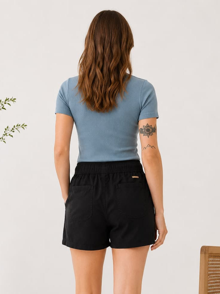 Pebble Ribbed Knit Basic T-Shirt