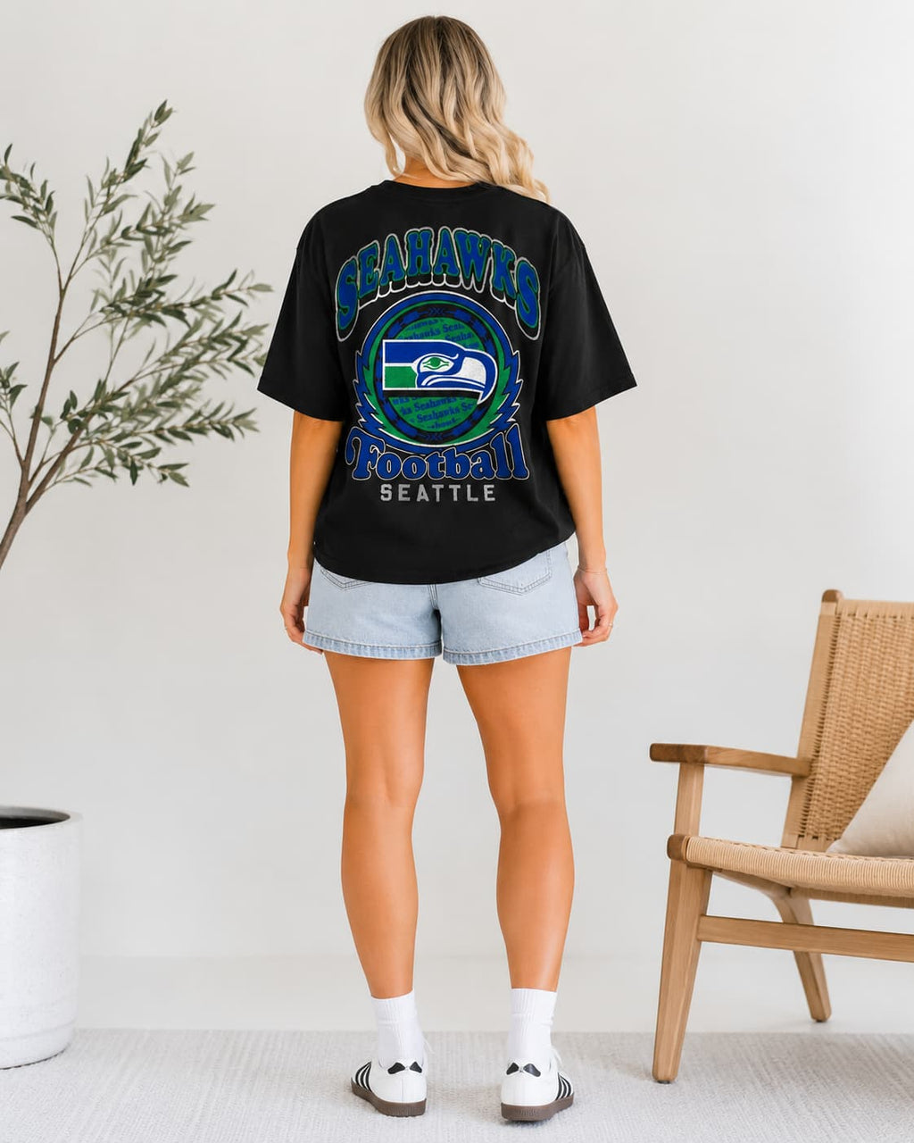 Black Oversized Seahawks Tee