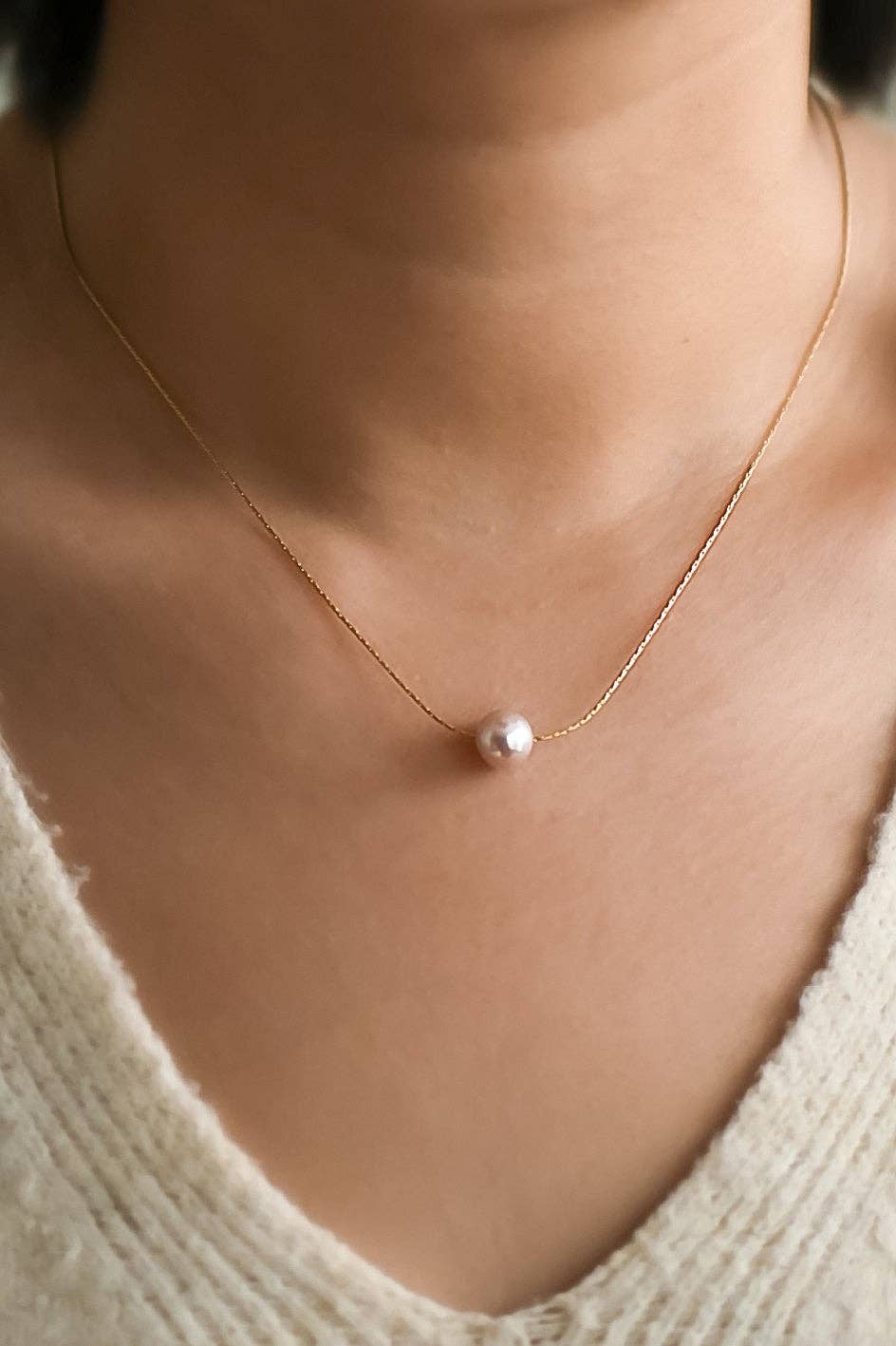 Pink Pearl 18K Gold Plated Waterproof Stainless Steel Freshwater Pearl Necklace