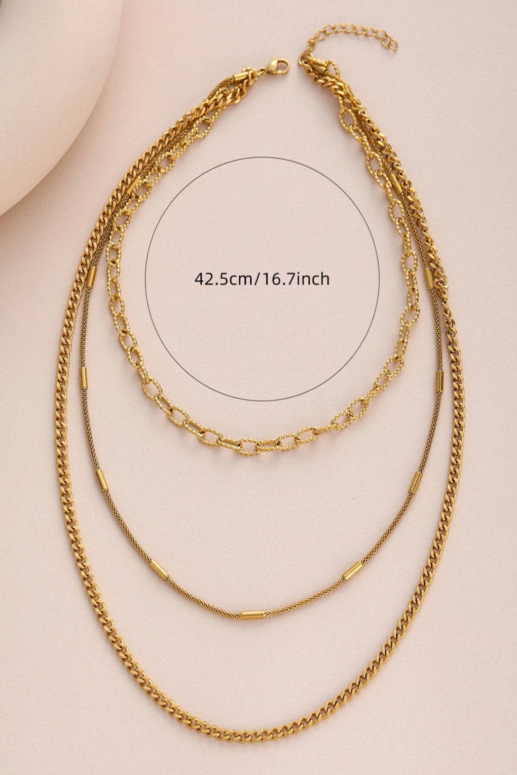 Triple Layer Chunky Chain 18K Gold PVD Plated Waterproof Stainless Steel Necklace