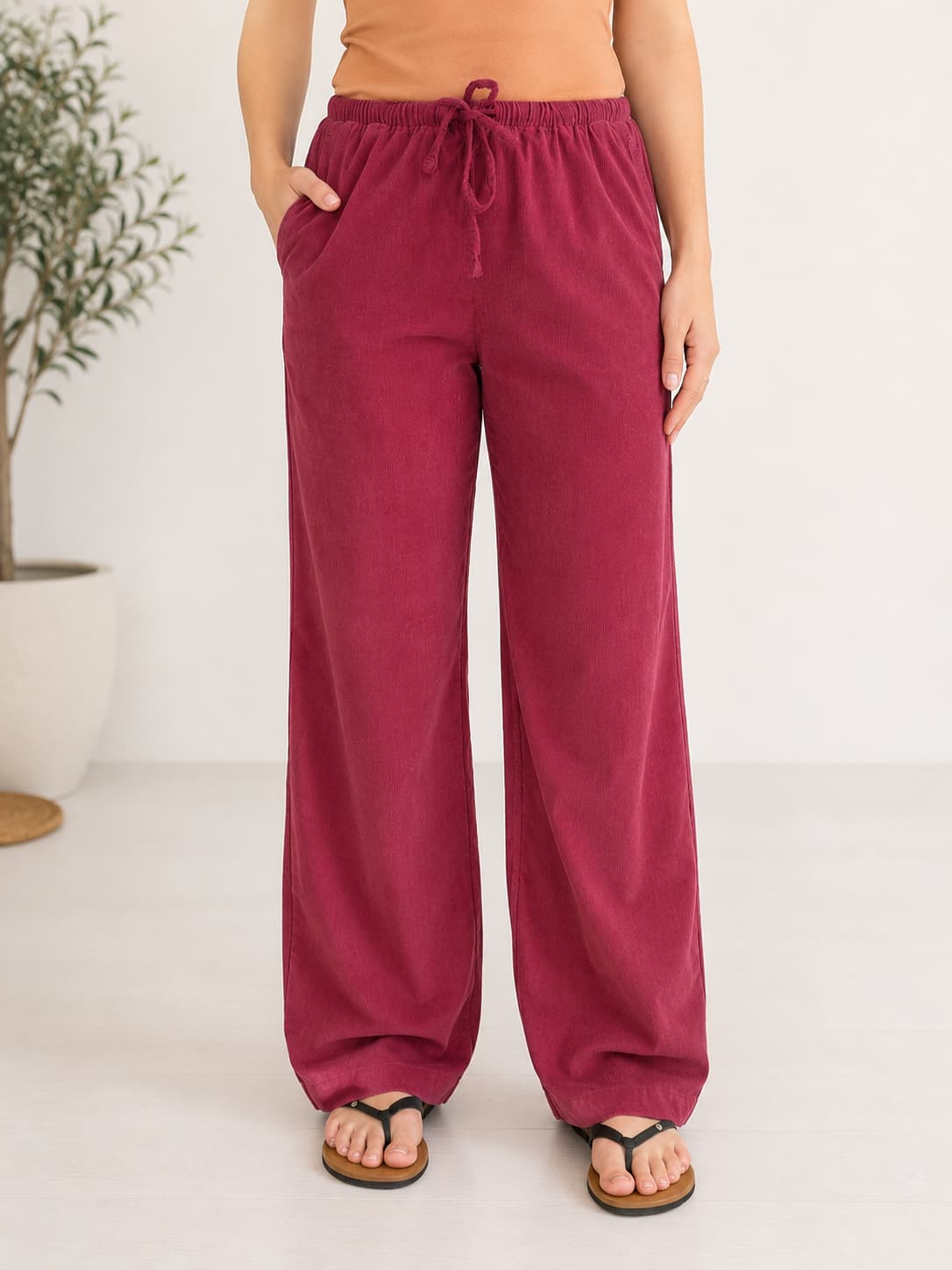 Dark Plum Keepsakes Washed Corduroy Pant