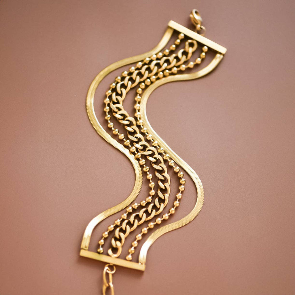 Chain Bracelet 18K Gold Plated Waterproof Stainless Steel