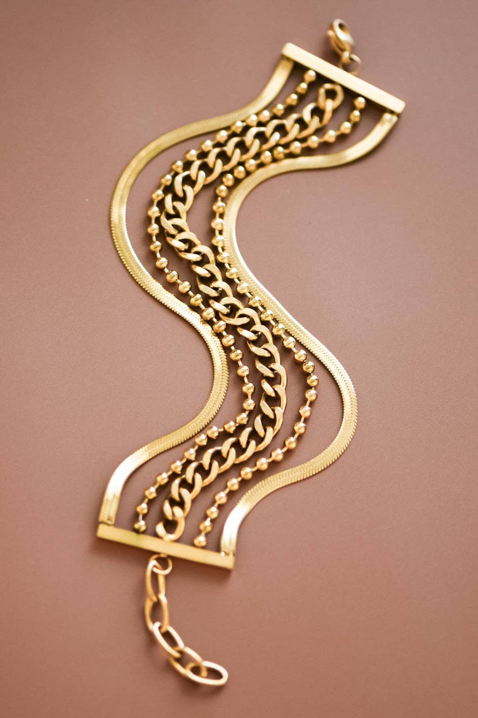 Chain Bracelet 18K Gold Plated Waterproof Stainless Steel