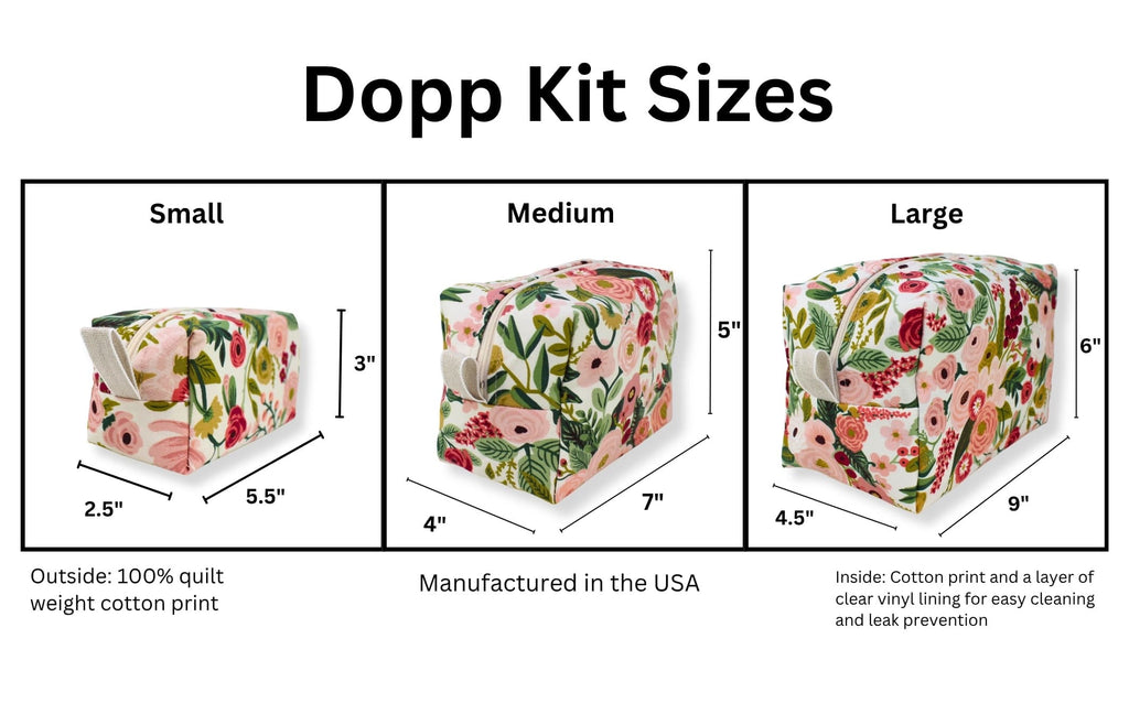 Large Metallic Dopp Bag – Floral on Pink