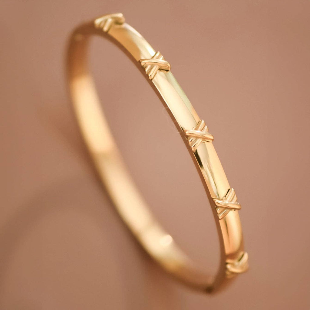 Hinged Bangle 18K Gold PVD Plated Waterproof Stainless Steel