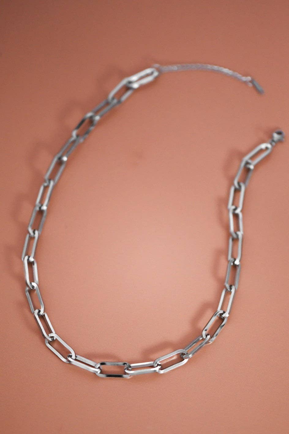 Chunky Paperclip Chain Silver Waterproof Stainless Steel Necklace