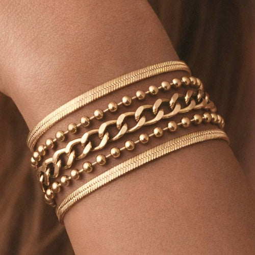 Chain Bracelet 18K Gold Plated Waterproof Stainless Steel