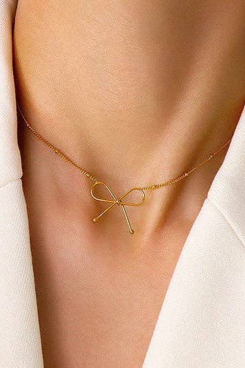 Dainty Bow 18K Gold Plated Waterproof Stainless Steel Necklace