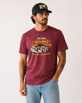 man in rainier beer graphic tee