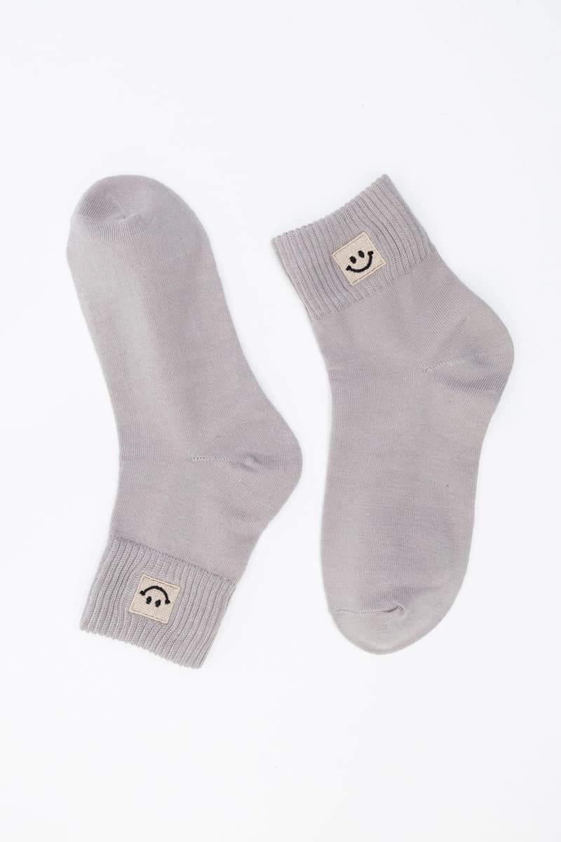Gray Happy Face Socks
