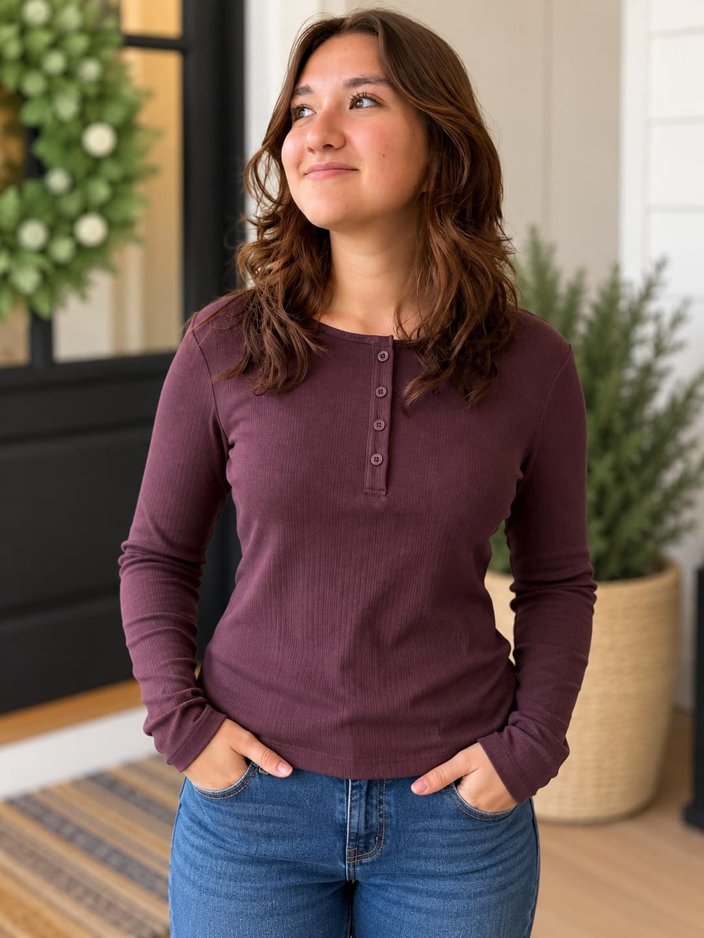Boody Mulberry Bamboo Cotton Henley Top