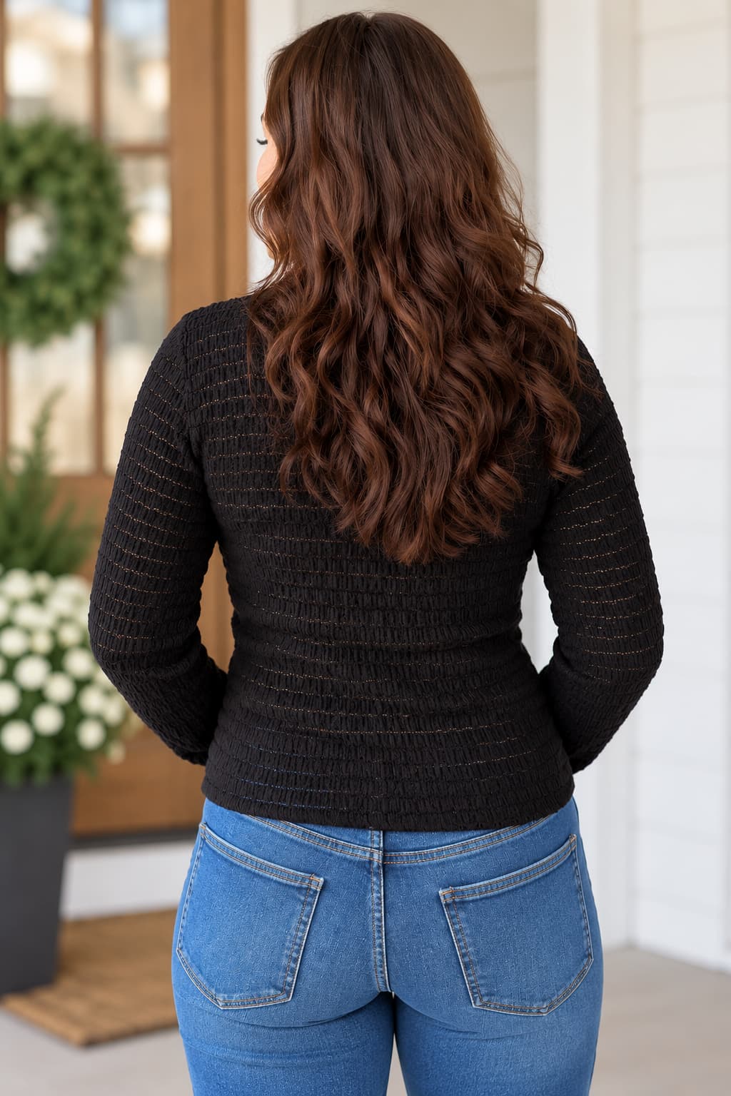 Bossa Nova Textured Long Sleeve Top