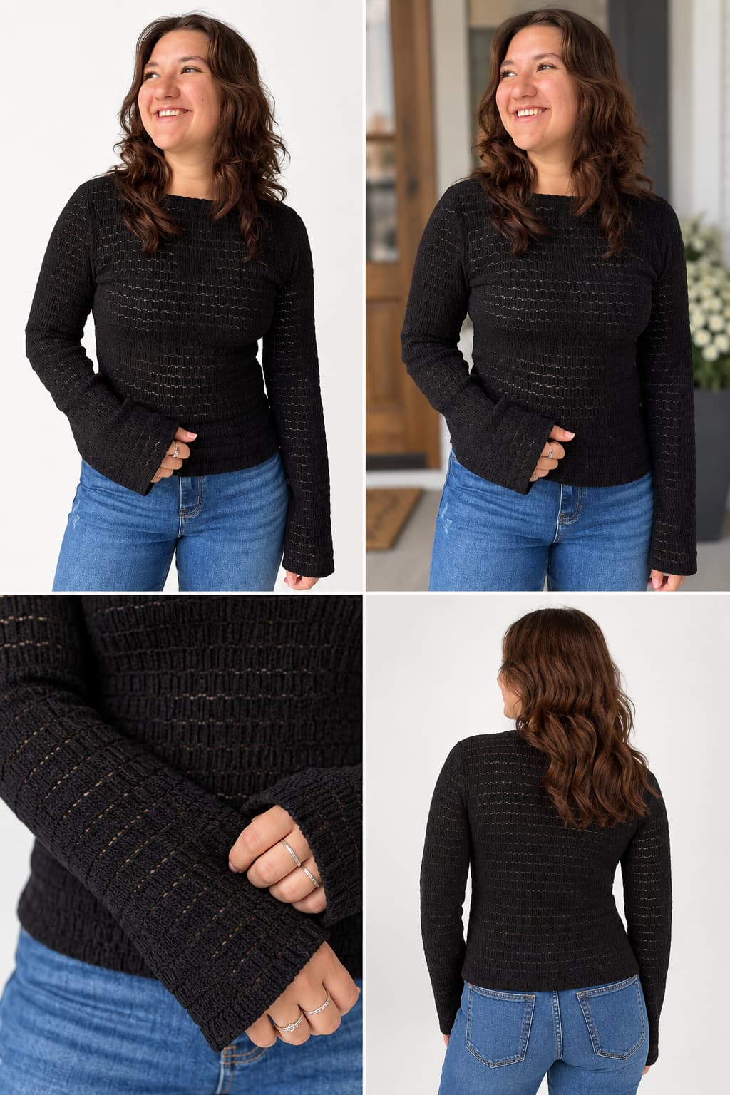 Bossa Nova Textured Long Sleeve Top