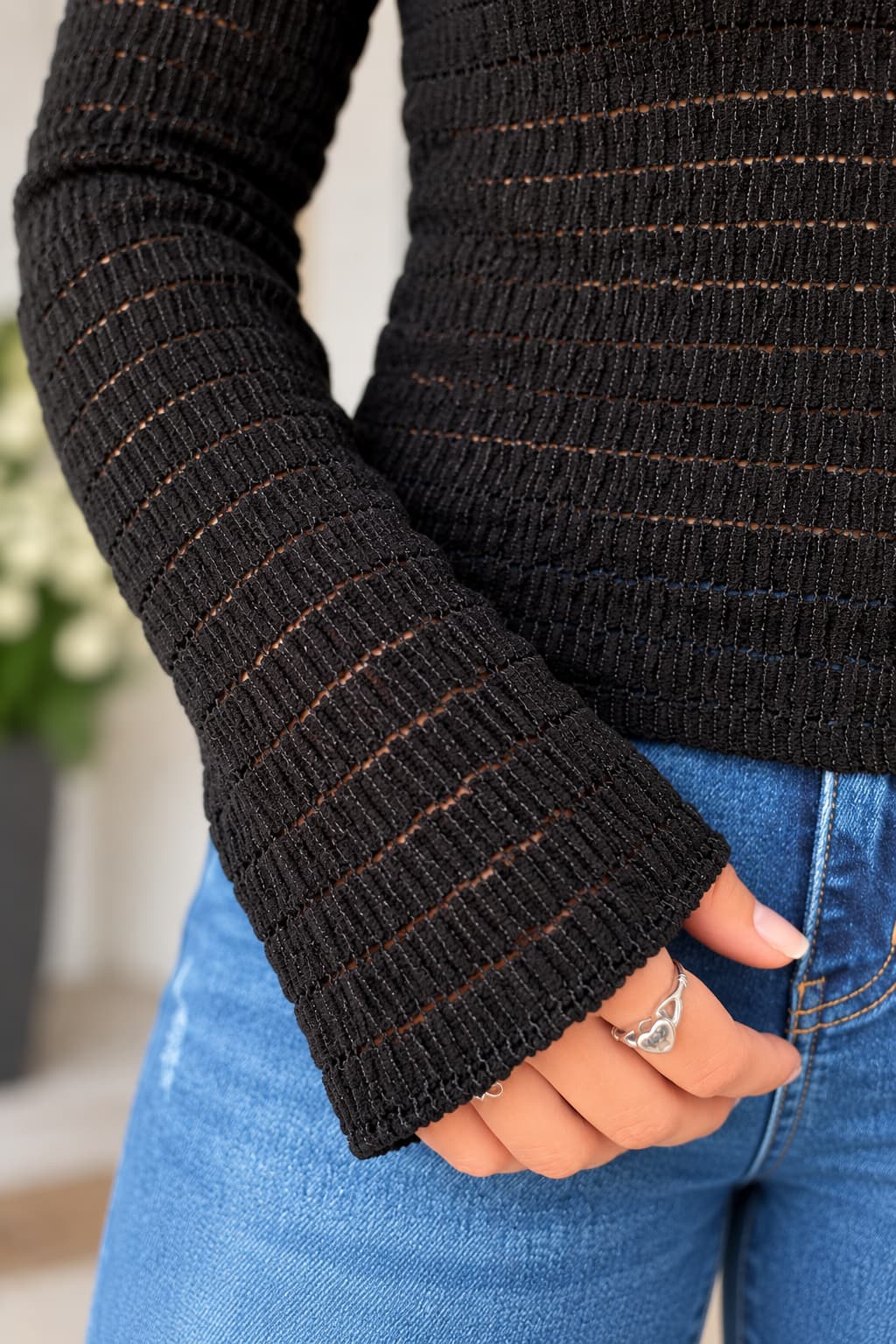 Bossa Nova Textured Long Sleeve Top