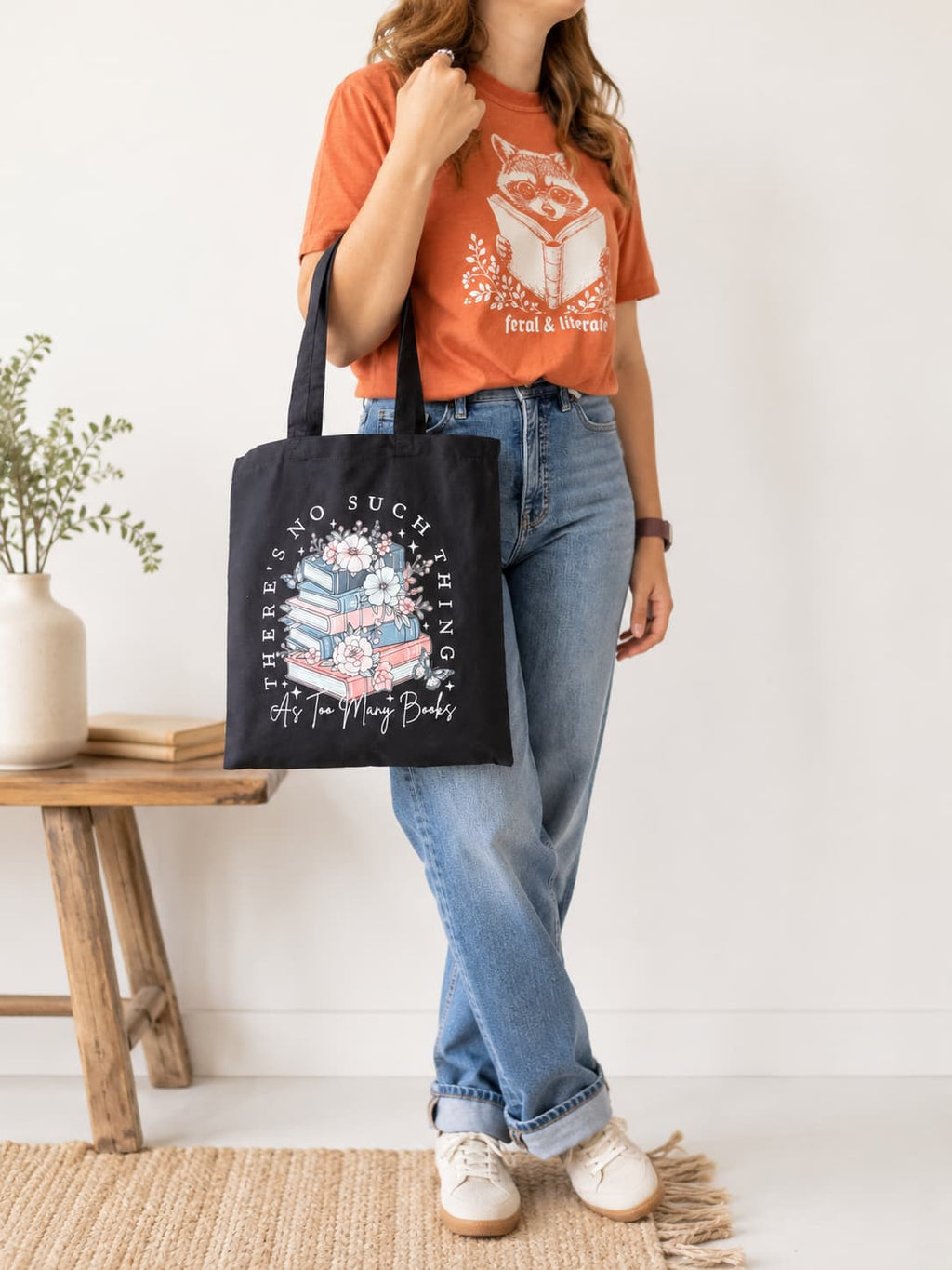 Floral Book Lover Tote Bag