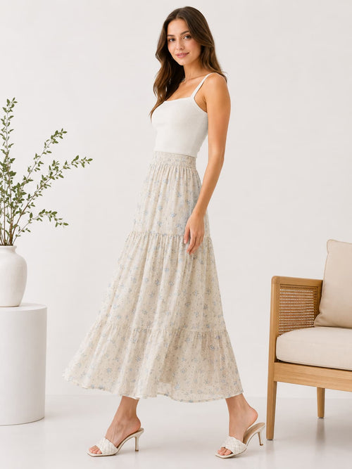 ADORA LA Whimsy Embroidered Tiered Skirt